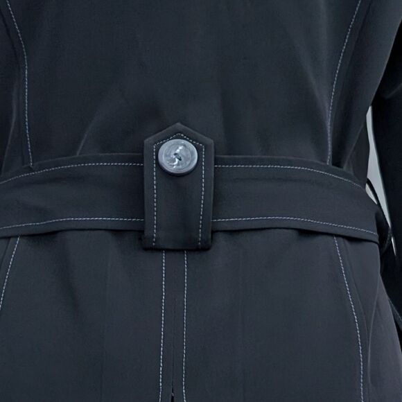 Wanko timeless trench black whitestich accent trench coat size s EUR size 36 - Picture 6 of 12